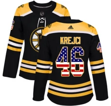 Naisten Boston Bruins David Krejci 46 Pelipaita USA Flag Fashion Musta Authentic