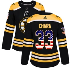 Naisten Boston Bruins Zdeno Chara 33 Pelipaita USA Flag Fashion Musta Authentic