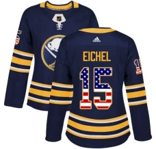 Naisten Buffalo Sabres Jack Eichel 15 Pelipaita USA Flag Fashion Navy Authentic