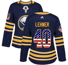 Naisten Buffalo Sabres Robin Lehner 40 Pelipaita USA Flag Fashion Navy Authentic