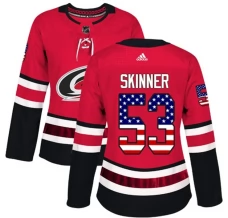 Naisten Carolina Hurricanes Jeff Skinner 53 Pelipaita USA Flag Fashion Punainen Authentic