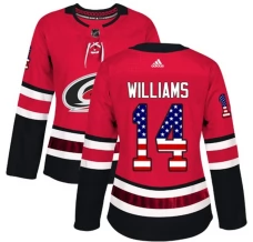 Naisten Carolina Hurricanes Justin Williams 14 Pelipaita USA Flag Fashion Punainen Authentic