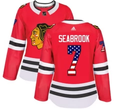 Naisten Chicago Blackhawks Brent Seabrook 7 Pelipaita USA Flag Fashion Punainen Authentic