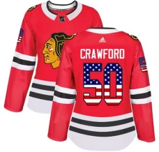Naisten Chicago Blackhawks Corey Crawford 50 Pelipaita USA Flag Fashion Punainen Authentic
