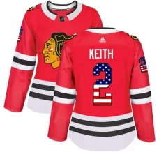 Naisten Chicago Blackhawks Duncan Keith 2 Pelipaita USA Flag Fashion Punainen Authentic