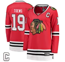 Naisten Chicago Blackhawks Jonathan Toews 19 Pelipaita Captain Patch Punainen Breakaway Koti