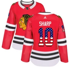 Naisten Chicago Blackhawks Patrick Sharp 10 Pelipaita USA Flag Fashion Punainen Authentic