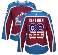 Naisten Colorado Avalanche Mikko Rantanen 96 Pelipaita USA Flag Fashion Burgundy Punainen Authentic