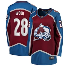 Naisten Colorado Avalanche Miles Wood 28 Pelipaita Burgundy Breakaway Koti
