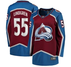 Naisten Colorado Avalanche Ryan Lindgren 55 Pelipaita Burgundy Breakaway Koti