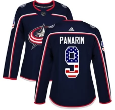 Naisten Columbus Blue Jackets Artemi Panarin 9 Pelipaita USA Flag Fashion Navy Authentic