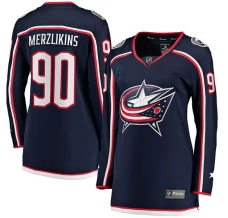 Naisten Columbus Blue Jackets Elvis Merzlikins 90 Pelipaita Navy Breakaway Koti