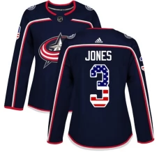 Naisten Columbus Blue Jackets Seth Jones 3 Pelipaita USA Flag Fashion Navy Authentic
