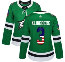 Naisten Dallas Stars John Klingberg 3 Pelipaita USA Flag Fashion Kelly Green Authentic