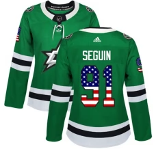 Naisten Dallas Stars Tyler Seguin 91 Pelipaita USA Flag Fashion Kelly Green Authentic