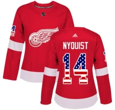 Naisten Detroit Red Wings Gustav Nyquist 14 Pelipaita USA Flag Fashion Punainen Authentic