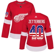 Naisten Detroit Red Wings Henrik Zetterberg 40 Pelipaita USA Flag Fashion Punainen Authentic