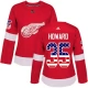 Naisten Detroit Red Wings Jimmy Howard 35 Pelipaita USA Flag Fashion Punainen Authentic
