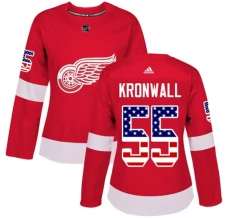 Naisten Detroit Red Wings Niklas Kronwall 55 Pelipaita USA Flag Fashion Punainen Authentic