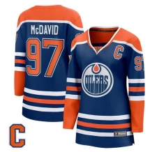 Naisten Edmonton Oilers Connor McDavid 97 Pelipaita Captain Patch Royal Premier Breakaway Koti