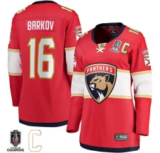 Naisten Florida Panthers Aleksander Barkov 16 Pelipaita 2024 Stanley Cup Champions Captain Patches Punainen Breakaway Koti