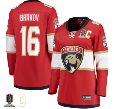 Naisten Florida Panthers Aleksander Barkov 16 Pelipaita 2025 Stanley Cup Champions Captain Patches Punainen Breakaway Koti