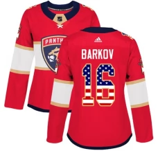 Naisten Florida Panthers Aleksander Barkov 16 Pelipaita USA Flag Fashion Punainen Authentic