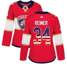 Naisten Florida Panthers James Reimer 34 Pelipaita USA Flag Fashion Punainen Authentic