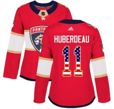 Naisten Florida Panthers Jonathan Huberdeau 11 Pelipaita USA Flag Fashion Punainen Authentic