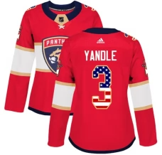 Naisten Florida Panthers Keith Yandle 3 Pelipaita USA Flag Fashion Punainen Authentic