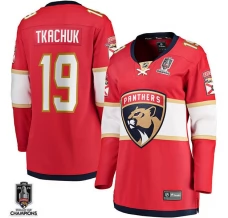 Naisten Florida Panthers Matthew Tkachuk 19 Pelipaita 2024 Stanley Cup Champions Patch Punainen Breakaway Koti