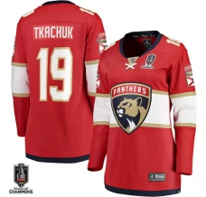 Naisten Florida Panthers Matthew Tkachuk 19 Pelipaita 2025 Stanley Cup Champions Patch Punainen Breakaway Koti