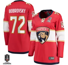 Naisten Florida Panthers Sergei Bobrovsky 72 Pelipaita 2024 Stanley Cup Champions Patch Punainen Breakaway Koti
