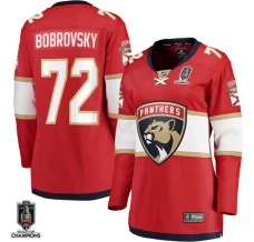 Naisten Florida Panthers Sergei Bobrovsky 72 Pelipaita 2025 Stanley Cup Champions Patch Punainen Breakaway Koti