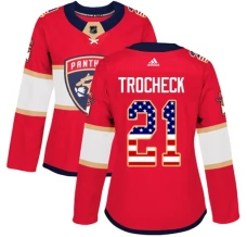 Naisten Florida Panthers Vincent Trocheck 21 Pelipaita USA Flag Fashion Punainen Authentic