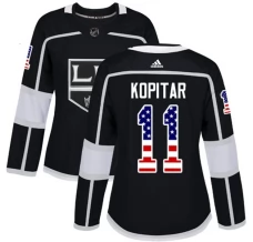 Naisten Los Angeles Kings Anze Kopitar 11 Pelipaita USA Flag Fashion Musta Authentic