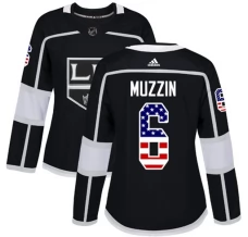 Naisten Los Angeles Kings Jake Muzzin 6 Pelipaita USA Flag Fashion Musta Authentic