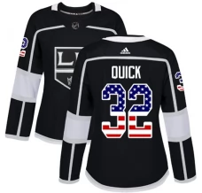 Naisten Los Angeles Kings Jonathan Quick 32 Pelipaita USA Flag Fashion Musta Authentic