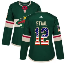 Naisten Minnesota Wild Eric Staal 12 Pelipaita USA Flag Fashion Vihreä Authentic