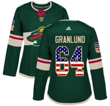 Naisten Minnesota Wild Mikael Granlund 64 Pelipaita USA Flag Fashion Vihreä Authentic