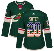 Naisten Minnesota Wild Ryan Suter 20 Pelipaita USA Flag Fashion Vihreä Authentic