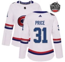 Naisten Montreal Canadiens Carey Price 31 Pelipaita 2017 100 Classic Patch Valkoinen Authentic