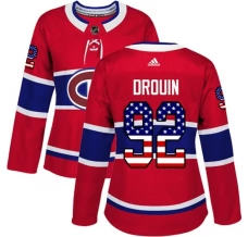 Naisten Montreal Canadiens Jonathan Drouin 92 Pelipaita USA Flag Fashion Punainen Authentic