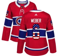 Naisten Montreal Canadiens Shea Weber 6 Pelipaita USA Flag Fashion Punainen Authentic