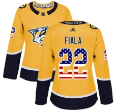 Naisten Nashville Predators Kevin Fiala 22 Pelipaita USA Flag Fashion Kulta Authentic