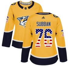 Naisten Nashville Predators P.K Subban 76 Pelipaita USA Flag Fashion Kulta Authentic