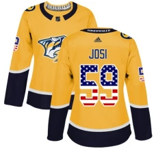 Naisten Nashville Predators Roman Josi 59 Pelipaita USA Flag Fashion Kulta Authentic
