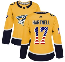 Naisten Nashville Predators Scott Hartnell 17 Pelipaita USA Flag Fashion Kulta Authentic