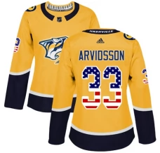 Naisten Nashville Predators Viktor Arvidsson 33 Pelipaita USA Flag Fashion Kulta Authentic