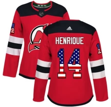 Naisten New Jersey Devils Adam Henrique 14 Pelipaita USA Flag Fashion Punainen Authentic